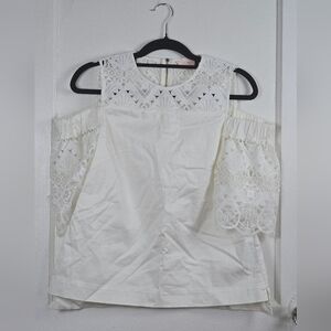Ted Baker London Cold Shoulder Eyelet Lace Top Size 8